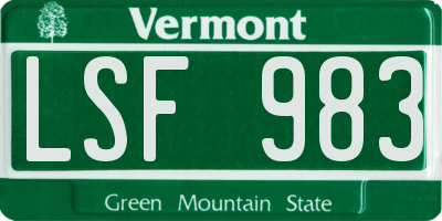 VT license plate LSF983