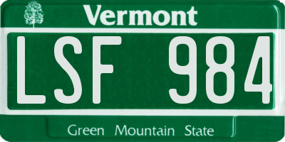VT license plate LSF984