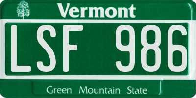 VT license plate LSF986