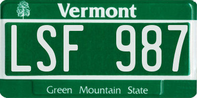 VT license plate LSF987