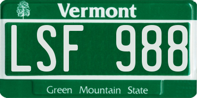 VT license plate LSF988
