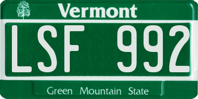 VT license plate LSF992