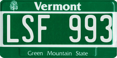 VT license plate LSF993