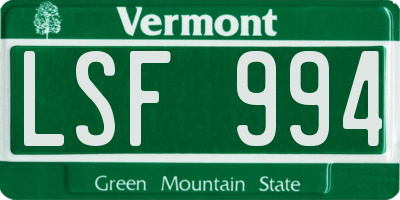 VT license plate LSF994