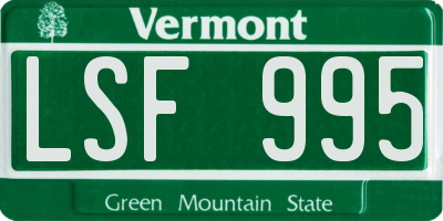 VT license plate LSF995