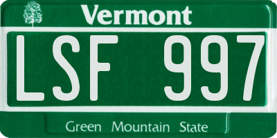 VT license plate LSF997