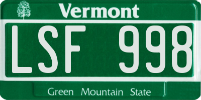 VT license plate LSF998