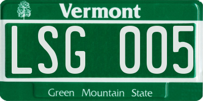 VT license plate LSG005
