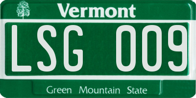 VT license plate LSG009