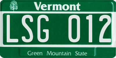 VT license plate LSG012