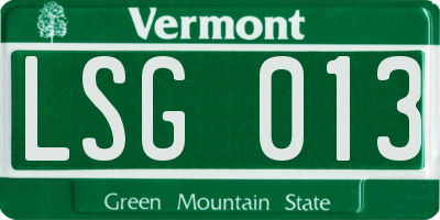 VT license plate LSG013