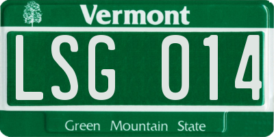 VT license plate LSG014