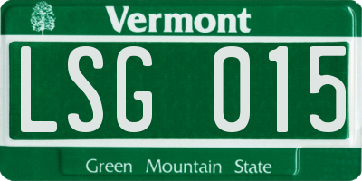 VT license plate LSG015