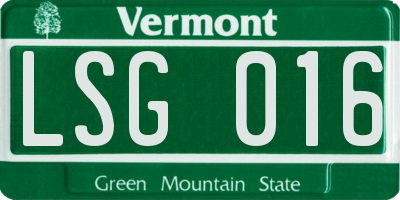VT license plate LSG016