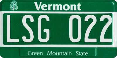 VT license plate LSG022