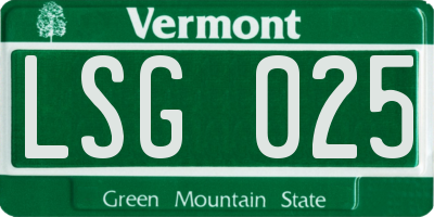VT license plate LSG025