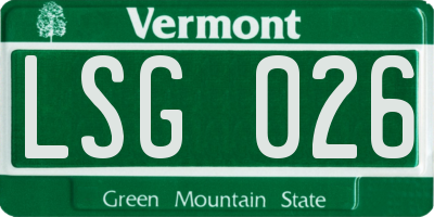 VT license plate LSG026