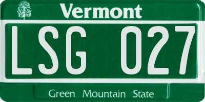VT license plate LSG027