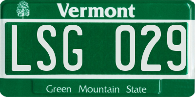 VT license plate LSG029