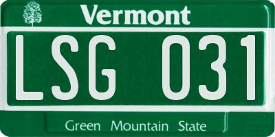 VT license plate LSG031