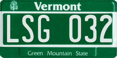 VT license plate LSG032