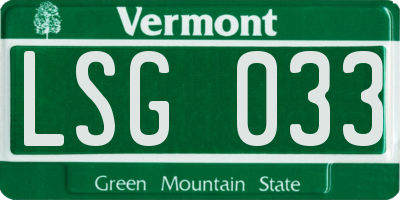 VT license plate LSG033