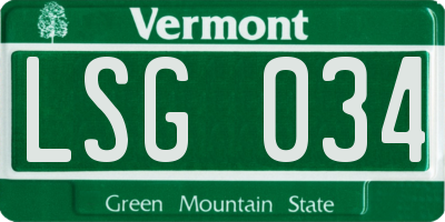 VT license plate LSG034