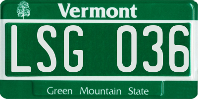 VT license plate LSG036