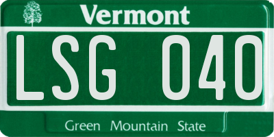VT license plate LSG040