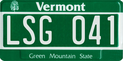 VT license plate LSG041
