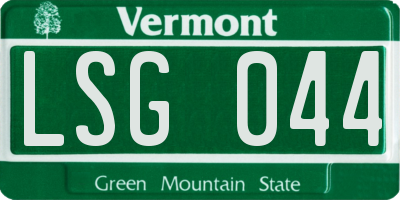 VT license plate LSG044