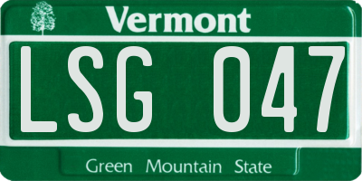 VT license plate LSG047