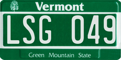VT license plate LSG049
