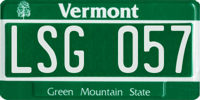 VT license plate LSG057