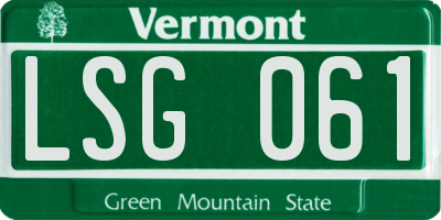 VT license plate LSG061