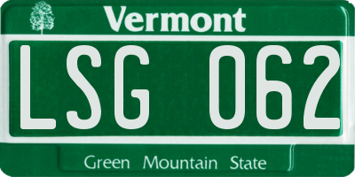 VT license plate LSG062