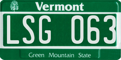 VT license plate LSG063