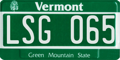 VT license plate LSG065