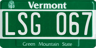 VT license plate LSG067
