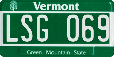 VT license plate LSG069