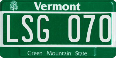 VT license plate LSG070