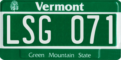 VT license plate LSG071