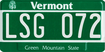 VT license plate LSG072