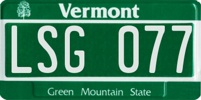VT license plate LSG077