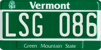 VT license plate LSG086