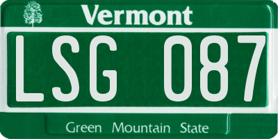 VT license plate LSG087
