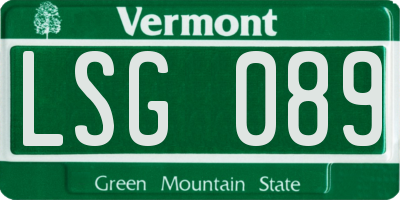 VT license plate LSG089