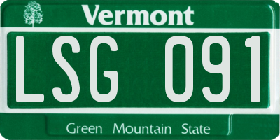 VT license plate LSG091