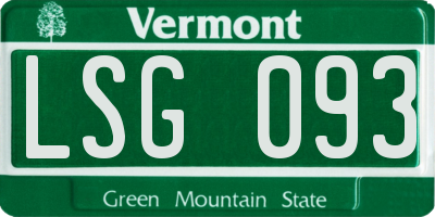VT license plate LSG093
