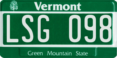 VT license plate LSG098
